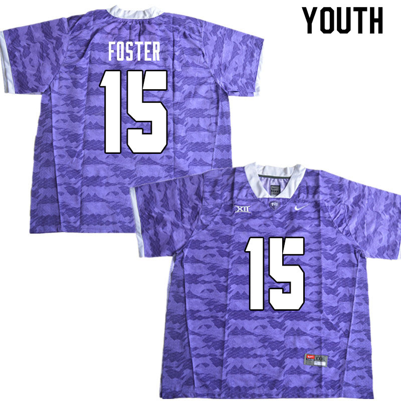 Youth #15 Josh Foster TCU Horned Frogs College Football Jerseys Sale-Limited Purple